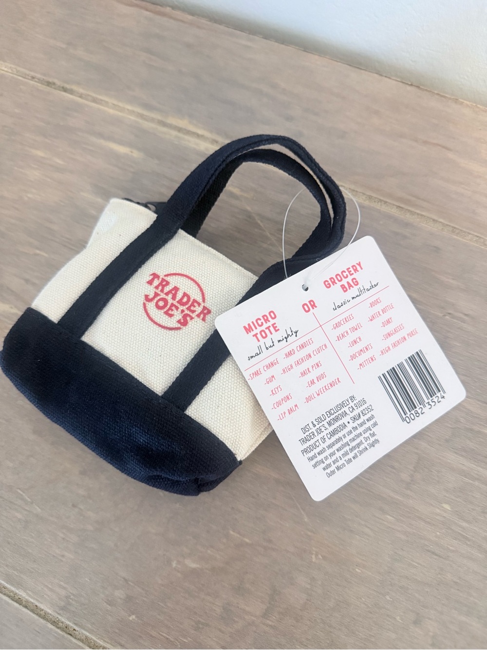 Trader Joe’s-Micro Mini Tote-Navy Canvas-Perfect Giftable-NWT
